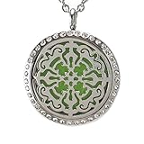 Sweet Soul Designs Aromatherapy Necklace Essential Oil Diffuser - Flower of Life Design with Crystals - Hypoallergenic Pendant and Chain for Natural Stress Relief