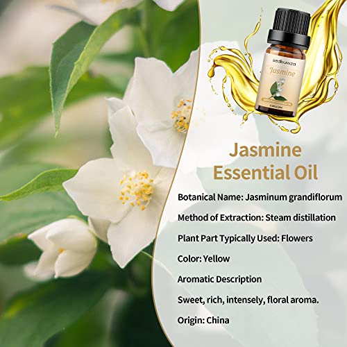 Chamomile Essential Oil Jasmine Essential Oil Organic, 100% Pure, Undiluted, Natural Jasmine Essential Oils For Aromatherapy And Diffuser - 10Ml X 2 Gift Set (Chamomile + Jasmine) #TOP2