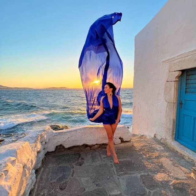 Long Flying Train Photoshoot Dress | Flowy Satin Santorini Flying Maxi Photography Baby Shower Dress for Women| Long Satin4