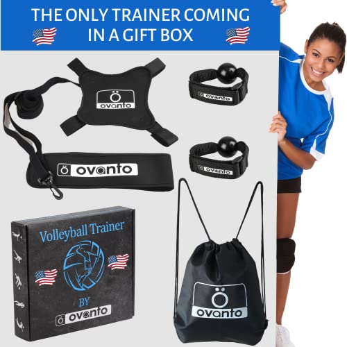 Ovanto Volleyball Training Equipment Aid - Solo Volleyball Trainer Kit To Serve & Spike Like A Pro - Fits 20-46” Waists, Reinforced Cord Stretching 18 Ft - Great Volleyball Gifts For Teen Girls & Boys #TOP1
