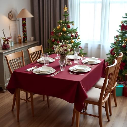 Image of sancua Burgundy Square Tablecloths 54x54 Inch Fabric Table Cloth