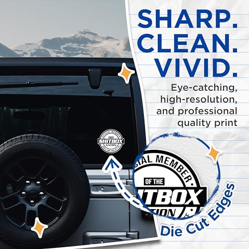 Image of (2 Pack) Official Member of Sh*tbox Nation - Honk If Parts Fall Off - Funny JDM Sticker - Premium Quality Vinyl - 5 Inches - Durable and Weatherproof - Made in USA