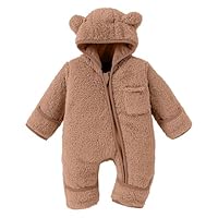Generico Tutine Neonato Caldo Cotone Completo Neonato Inverno Vestiti per Unisex con Cappello Vestiti per Neonati Body A Maniche Lunghe Pigiama Inverno Bambino Pagliaccetto(Marrone,6-9 Mesi)