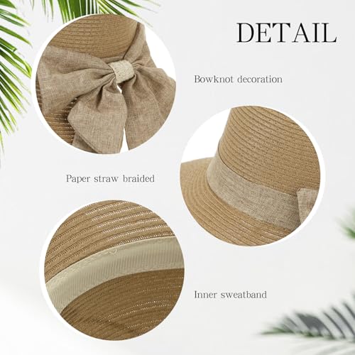 Sombrero de playa para niñas verano paja plegable miniatura 5