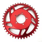 TaiCha Plato de bicicleta eléctrica – Disco dentado 42T corrección de desplazamiento para motor Bafang BB-SHD, rojo