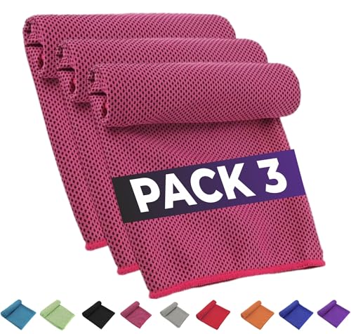 BRIOZE Toallas Gimnasio con Tecnología de Enfriamiento, Toalla Gimnasio Hombre y Mujer, Toalla Fria Microfibra, Toalla Yoga y Fitness, Gym Towel (Rosado-Fucsia)