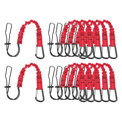 Image of MECCANIXITY Retractable Tool Lanyard 2ft with Single Aluminum Buckle and Adjustable Loop End, Maximum Weight Limit 10KG / 22lb, Safety Fall Protection Tools Leash, Red 12 Pack
