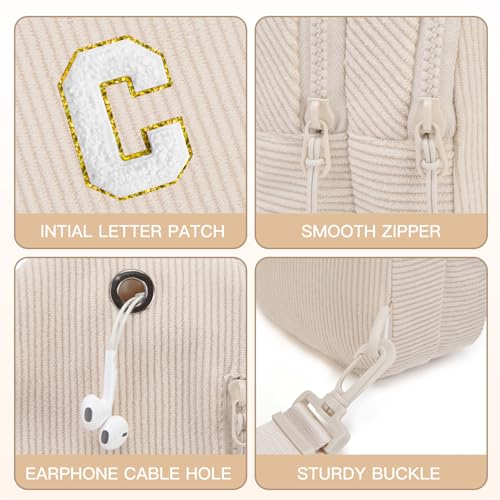 Image of Viverte Small Corduroy Sling Bag Initial Crossbody Bag Fanny Pack for Girls Personalized Birthday Gifts for Teen Girls Gifts