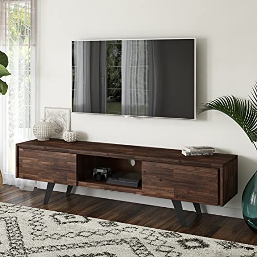 Simplihome Lowry Solid Acacia Wood 72 Inch Wide Tv Media Stand In Distressed Charcoal Brown For Tvs Up To 80 Inches, For Flat Screen Tvs Up To 80 Inches #TOP1
