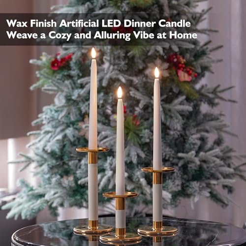Image of Rhytsing 11 inches White Flameless Taper Candles with Timer, Battery Operated Led Candle Sticks Real Wax Finished for Home Decor, 2 Remotes Included - Set of 6