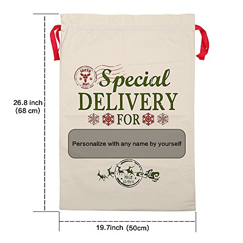 2 pack Weihnachtsmann Sack Groß Weihnachtssack 26.8’’ X 19.7’’ Santa Sack Weihnachten Tasche für Xmas Strümpfe Geschenk & dekoration für… – Ansicht 2