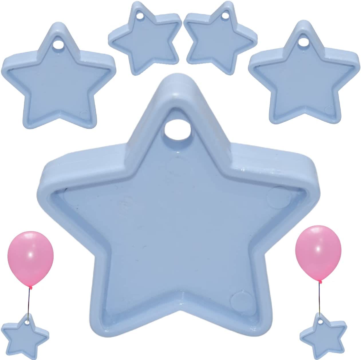 Godfather Star Shaped Balloon Weight Plastic Balloons Weights Reusable Helium Colorful Balloon Weights for Parties Birthday Celebration Decoration (Baby Blue, Pack of 6)