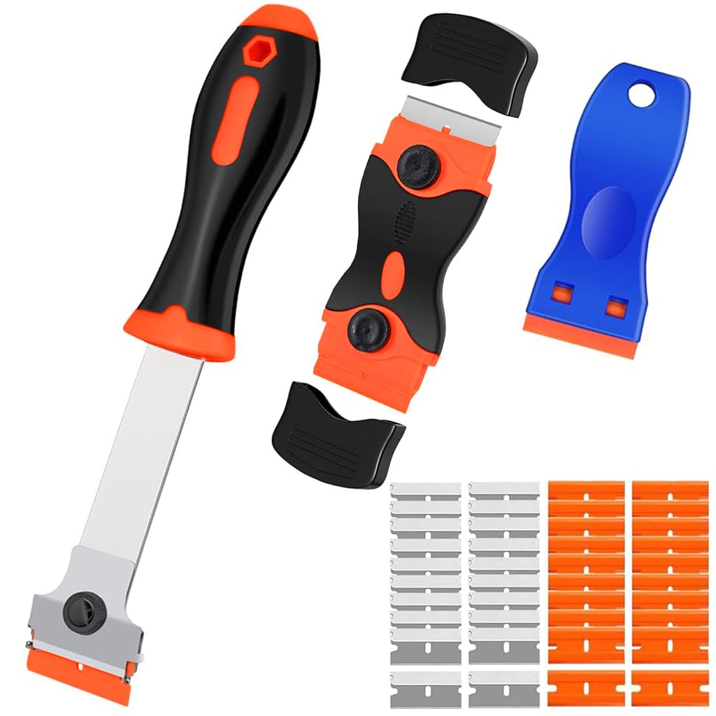 Serplex® Razor Blade Scraper, 3 Pack Razor Scraper Tool with 20 Plastic and 20 Metal Razor Blades, Razor Blade Scraper Tool Razor Scraper Glue Remove Tool for Removing Stickers, Labels on Wall, Glass (B0CLNJ7Q4S) Amazon Price History, Amazon Price Tracker