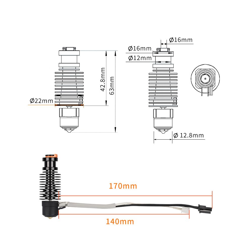 CHC-V6 Ceramic Hotend Kit 24 V – wysokowydajny ceramiczny hotend z dyszą V6 – szybki czas nagrzewania i precyzyjna jakość druku – kompatybilny np. z Voron 2.4 i Prusa