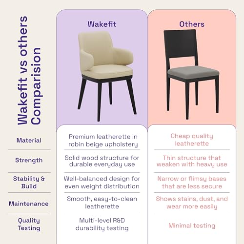 Image of Wakefit Arvia Dining Chair with Arm - Robin Beige