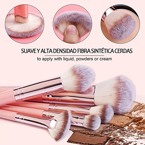 Image of MAANGE Makeup Brush Set 20Pcs Premium Synthetic Foundation Face Powder Blush Concealers Make Up Brushes Sets (Pink)
