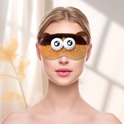 Vista 15 de PERFECTSIGHT Mascarillas para dormir, lindas cubiertas de felpa para dormir, ligeras, ajustables, de piel sintética, para mujeres y hombres