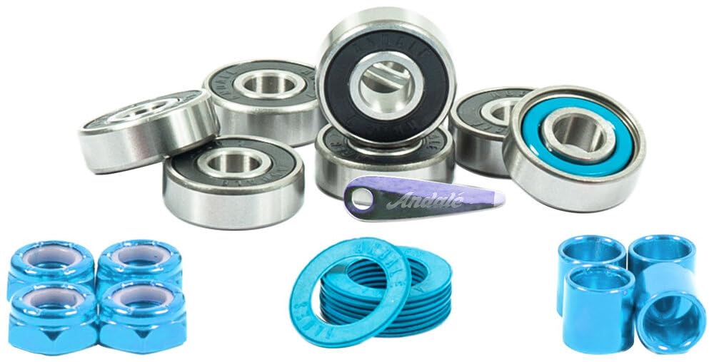 Andale Carlos Ribeiro Signature Pro Skateboard Bearings, 8-Pack with Spacers and Axle Nuts