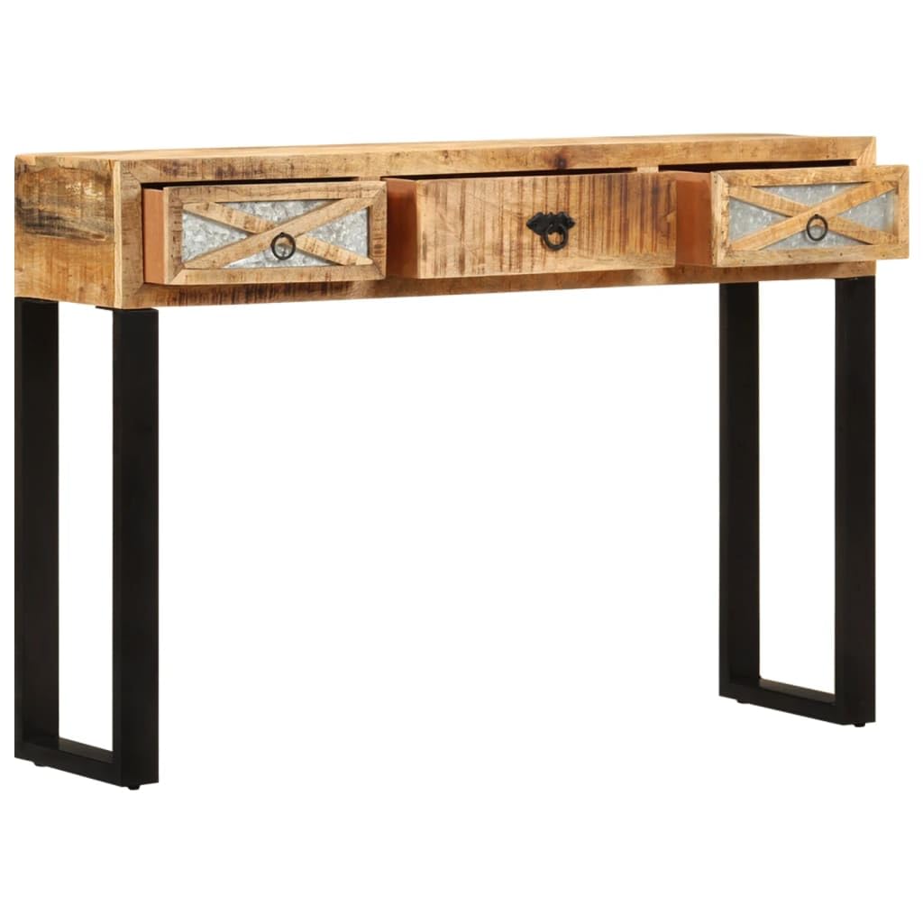 vidaXL Mango Mesa Entrada Consola Recibidor Madera Acero Galvanizado Mesita Auxiliar 3 Cajones Pasillo Vestíbulo Comedor Teléfono Llaves Mueble Bufé