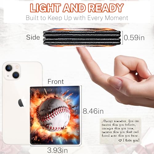 Image of Boys Wallet for Kids, Teen Boy Baseball Wallets 9-12 8-10 8-12, Cool Novelty Leather Bifold Rfid Blocking Purse Coin Pocket Zipper Id Window for Children Men Male Youth Guys Birthday Gifts