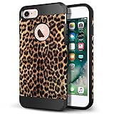 iPhone 7 Case, LOEV Slim Fit iPhone 7 Heavy Duty Case [Black Rubber Bumper & Hard PC Back] Lightweight Shockproof Armor Strong Protective Case Cover for Apple iPhone 7 4.7 inch - Leopard Print Pattern