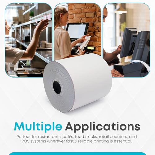 Image of (32 Rolls) Kitchen Printer Paper White /Canary /Pink Carbonless 3 inch x 65 Feet