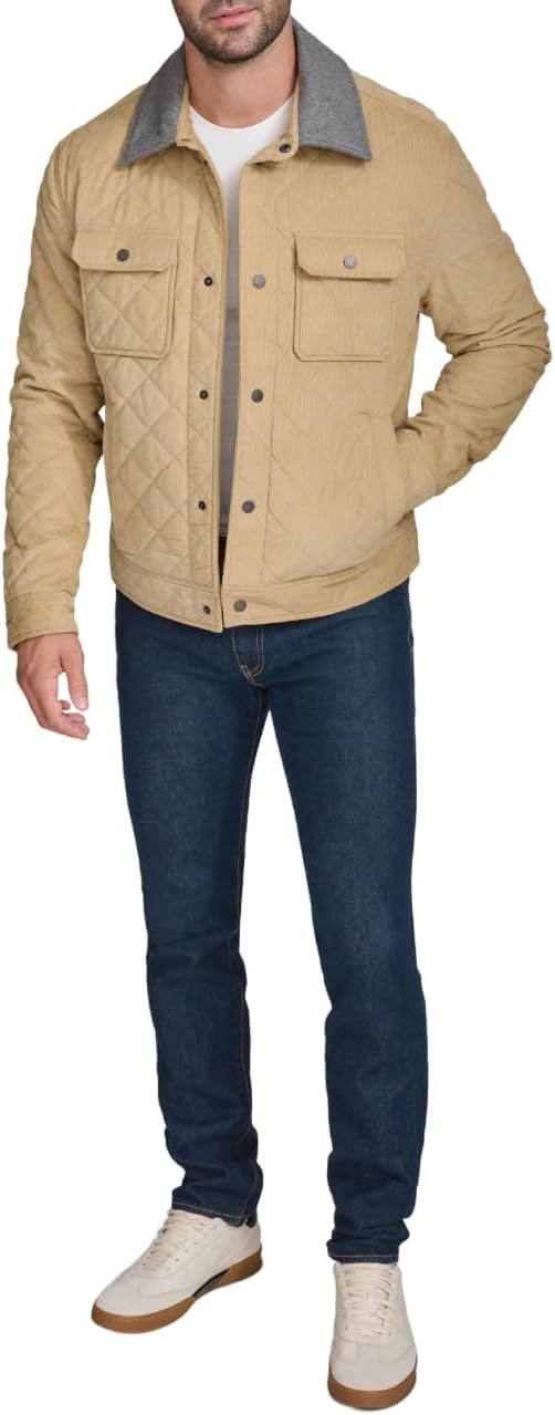 Cole Haan Men's Diamond Quilt Corduroy Barn Jacket