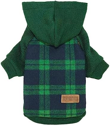Fitwarm Tartan Plaid Dog Hoodie, Knitted Dog Clothes for Small Do...