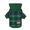 Fitwarm Tartan Plaid Dog Hoodie, Knitted Dog Clothes for Small Dogs Boy, Pet Sweater with Hood, Cat Winter Outfit, Green, Medium