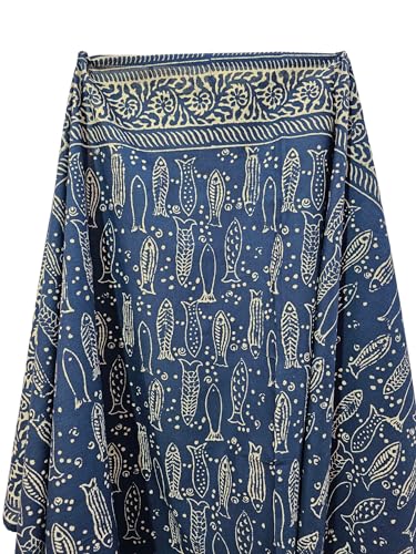 Indigo Blue Cotton Pareo Hand Dyed Scarves Indian Hand Block Print Sarong, Size 44x72 Inch3