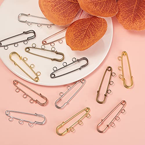 Image of LiQunSweet 30 Pcs 6 Colors Iron Heavy Duty Safety Pins with 3 Loops Metal Kilt Pins Needles Fasteners for Brooch Making Blanket Knitted Fabric Crafts