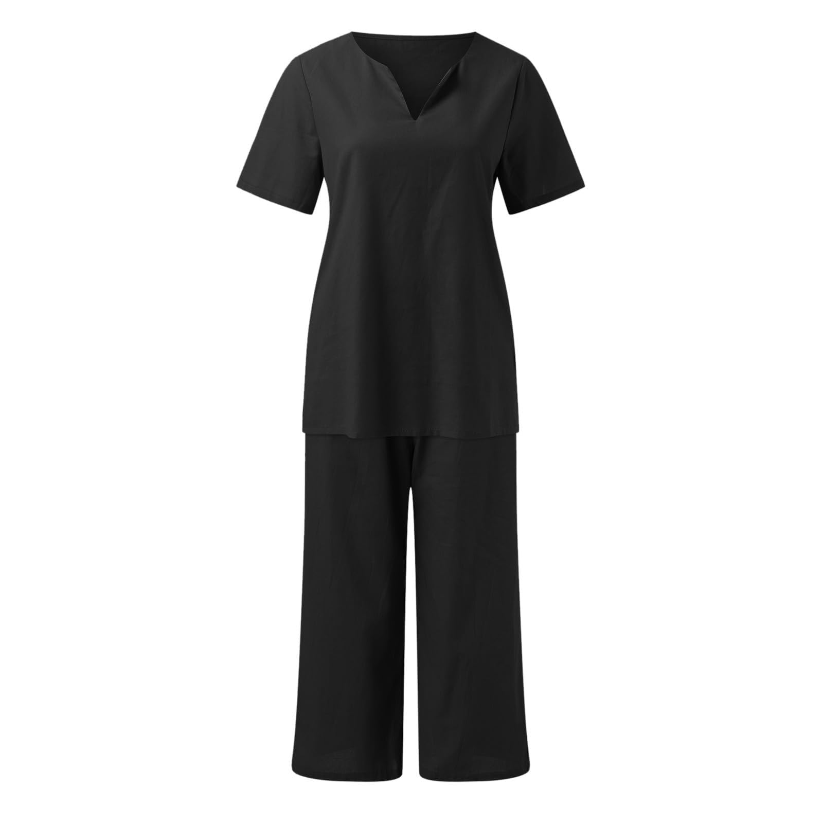Eleganter Zweiteiler Damen Kurzarmhemd Mit Elastischem Bund, 2-Teiliges Set, Lockere Und Lässige Sommerhose Anzug Frauen Sets Sommer Elegant 2 Teilig Kostüm 2Teiler Festliche Kleider