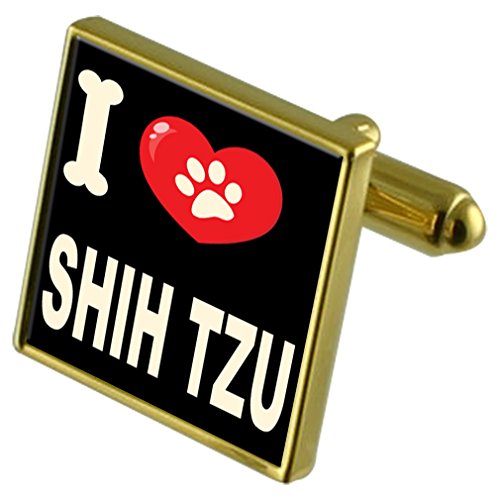 Gemelos de Shih Tzu y sujeta billetes en tono oro un regalo ideal para amantes de los perros