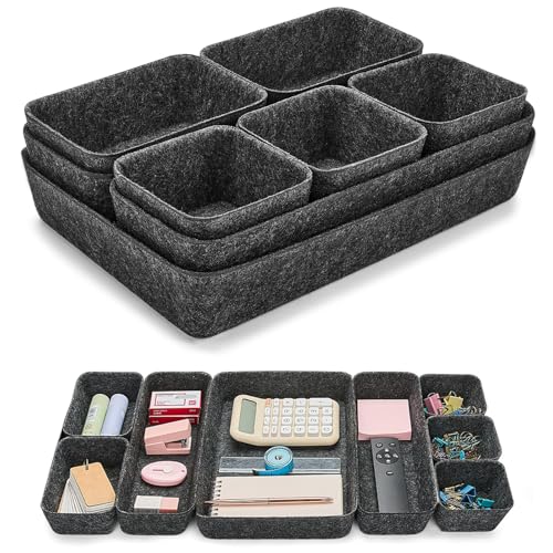 Lureon Schubladen Organizer Filz - Organizer Schublade Flexibel & Stark Schubladenorganizer mit Filzschale für Kleiderschrank & Schreibtisch & Kommode Ordnungssystem Schublade für Zuhause & Büro