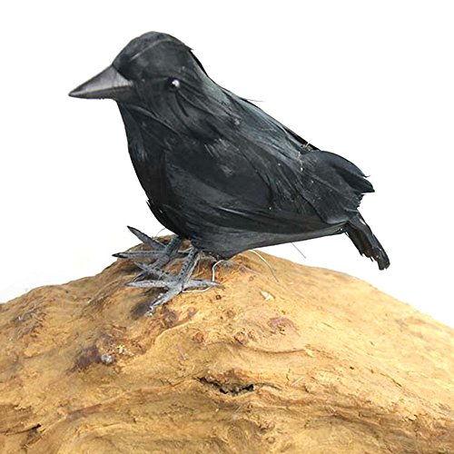 duhe189014 Crow Props Black Feather Crows Artificial Crow Bird Raven Prop Decor For Halloween Display Halloween Decoration Farm Garden Bird Repellent Ornaments