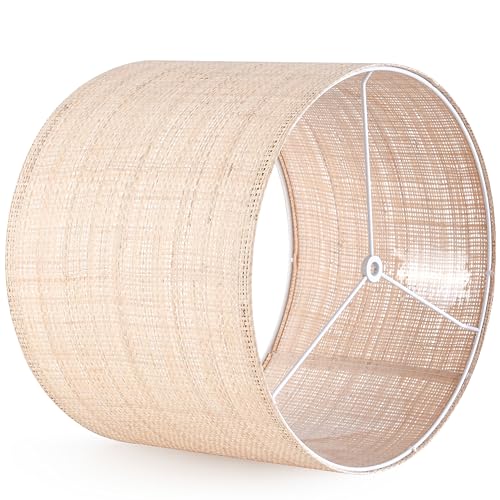 Go&So G9-6-1-2 Set Of 2 Medium Drum Lampshade Woven Lampshades 13 Inch Top X 13 Inch Bottom X 10 Inch High(Spider),Farmhouse Lampshades thumb #3