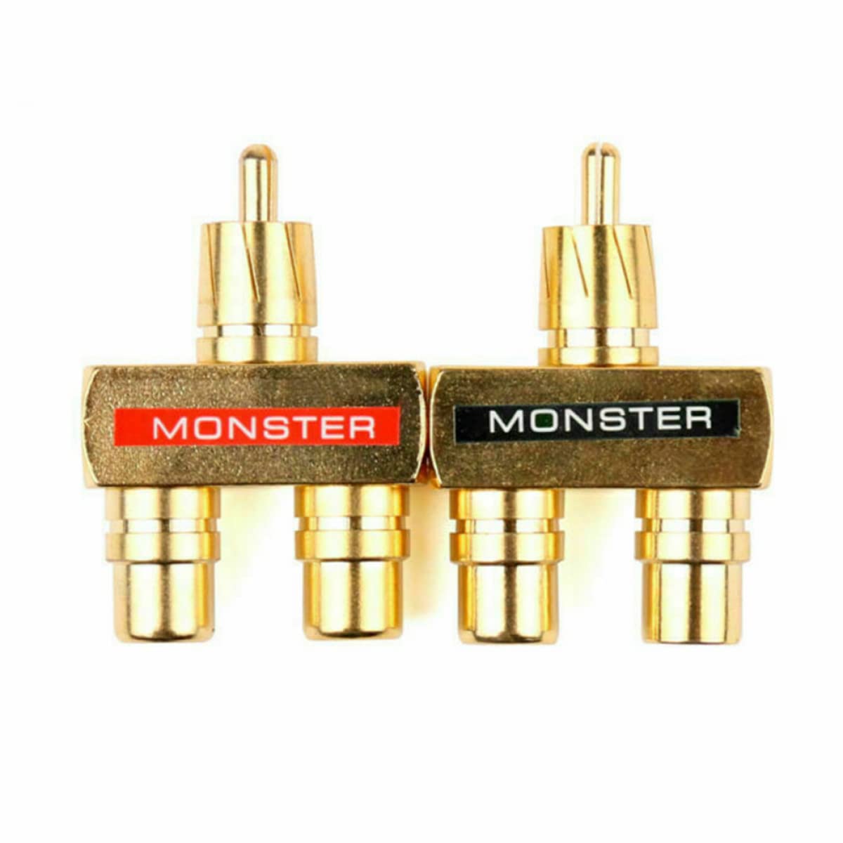 SUMKTO 1 Pezzo Placcato Oro AV Audio Splitter Spina RCA Uno In Due Un