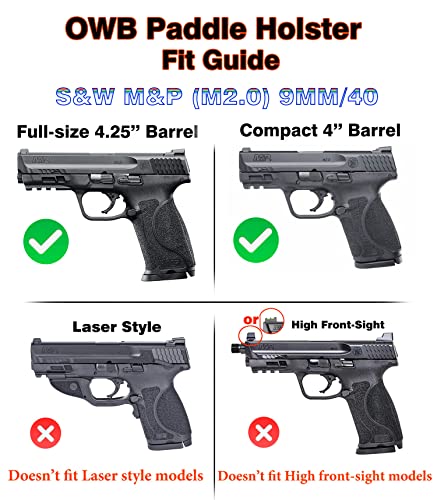 77Go M P 2.0 9Mm Holster For S&W M&P 9Mm/.40 Full-Size, S&W M&P 2.0 9Mm/40 Compact(Not For Shield), Belt Carry Gun Holster, Adjustable Cant Owb Paddle Mp Holster & Quick Draw thumb #6