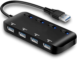 ZNHEP USB3.0 Hub，4 Port High Speed Splitter Micro USB Hub Tablet Laptop Computer Notebook