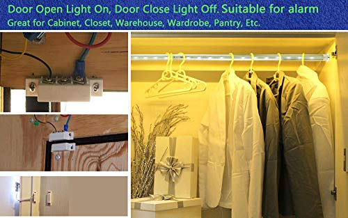 Image of 5Sets Magnetic Reed Switch, Magnetic Door Switch /Magnetic Contact Switch /Normally Open Closed NC NO Door Alarm Window Security, for DC 5V 12V 24V Light (white-31)