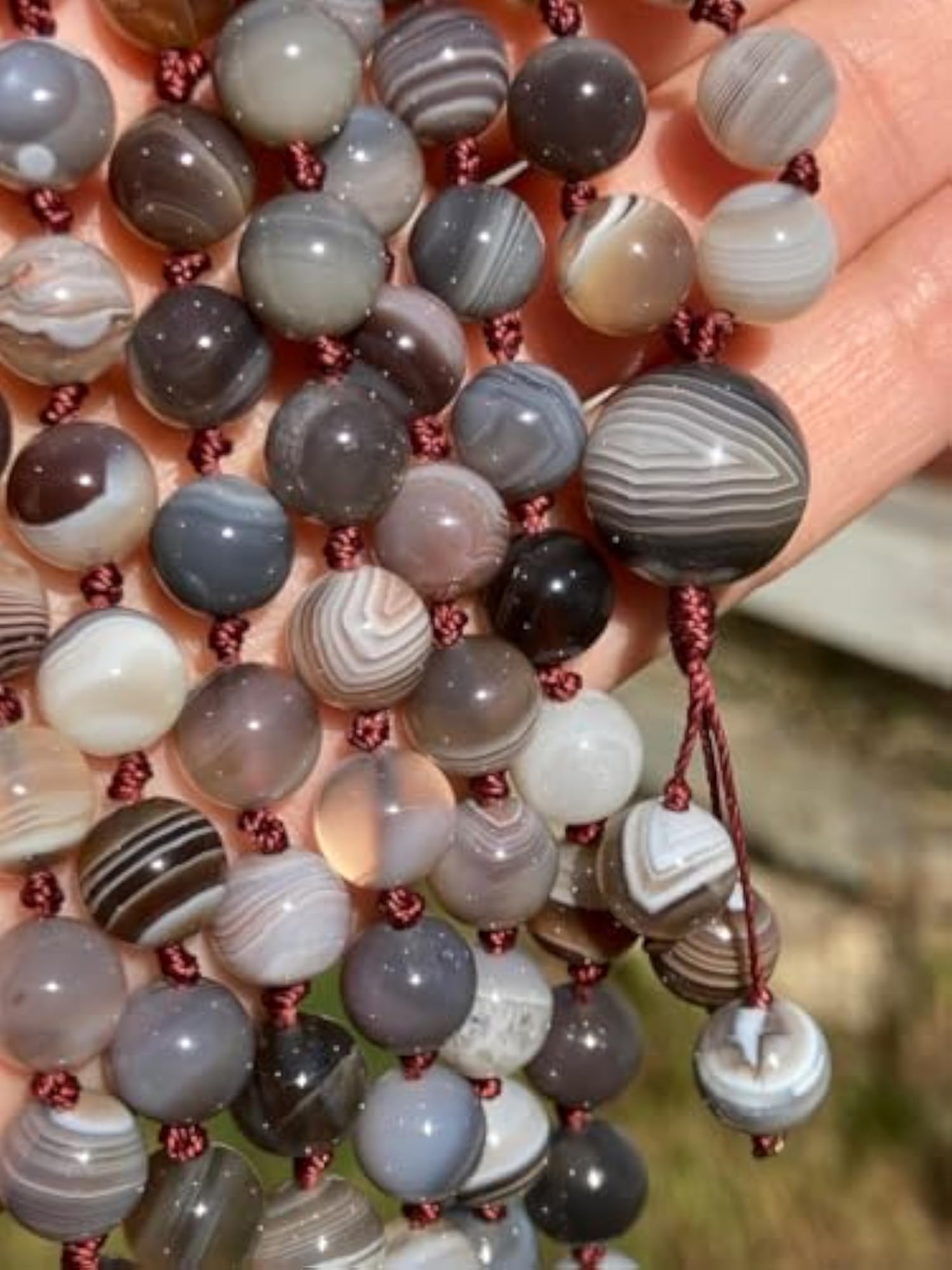 Natural Botswana Agate 6MM Beaded Handmade Prayer Mala Necklace