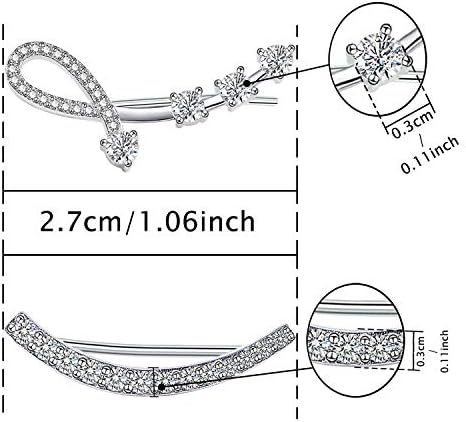 Sterling Silver Cubic Zirconia Ear Climber - Hypoallergenic Ear Cuffs Crystal Ear Crawler Cuff Earrings Set for Women Girls