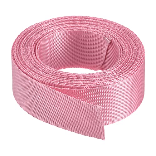 Image of MECCANIXITY Flat Nylon Webbing Strap 1 Inch 4 Yards Pink for Backpack, Cargo Strap, Luggage-rack