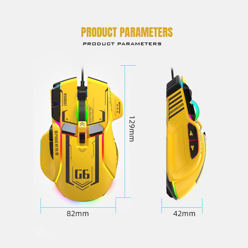 Image of LJFLYXRI Ergonomic Gaming Mouse - Customizable, Comfortable, and Precision-Driven, Wired RGB Gamer Mouse with 10 Programmable Buttons for Ultimate Gaming Experience (Black)