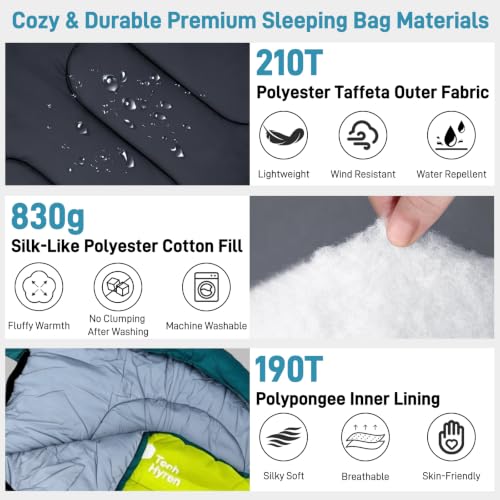 Sleeping Bag for Adult Camping Backpacking Warm & Cold Weather (Green) - image 3