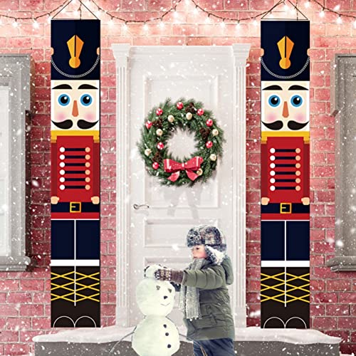Novobey Nutcracker Christmas Decorations, Soldier Model Nutcracker Banners for Front Door Porch Garden Indoor Exterior Kids Party (A8)