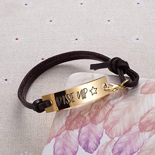 MIXJOY Hamilton Broadway Musical Merchandise Gifts Rise Up Brown Leather Bracelet Jewelry for Teen3