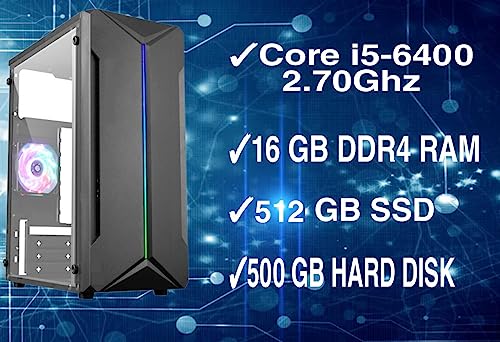Image of METHEI Desktop PC Core i5 6th Gen (Core i5-6400 2.70 GHZ / 512 GB SSD / 500 GB Hard Disk / 16 GB DDR4 RAM / 300 Mbps Wi-fi /Win 10 Pro)