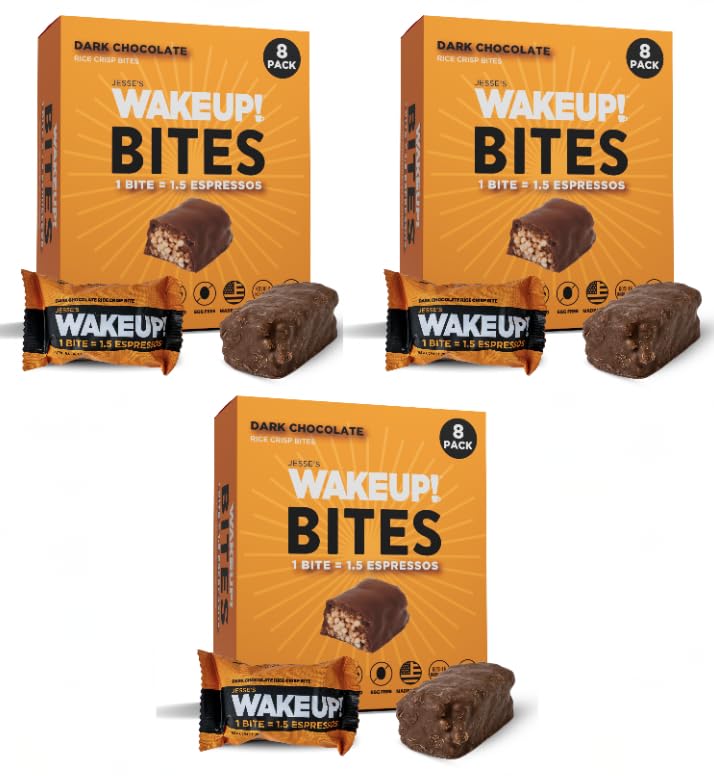 Image of WAKE UP! Caffeinated Dark Chocolate Bites, 1.5 Espressos, 3 Pack (24 Bites)