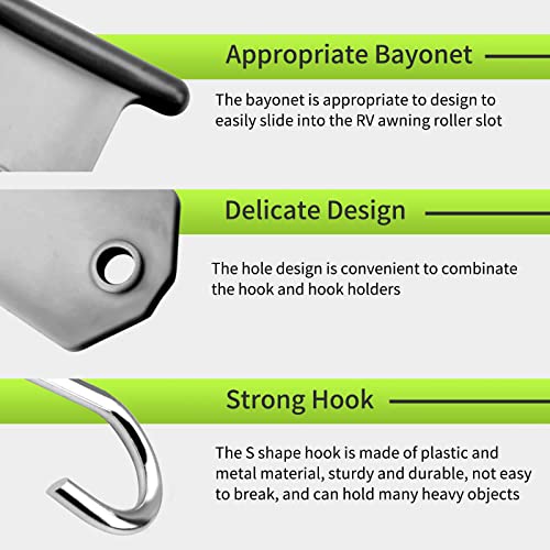 Rvmate Rv Awning Light Holder, Easily Slide Into Rv Awning Roller Bar Channel, Each Holder Can Support 15 Lbs, 8 Pack #TOP4